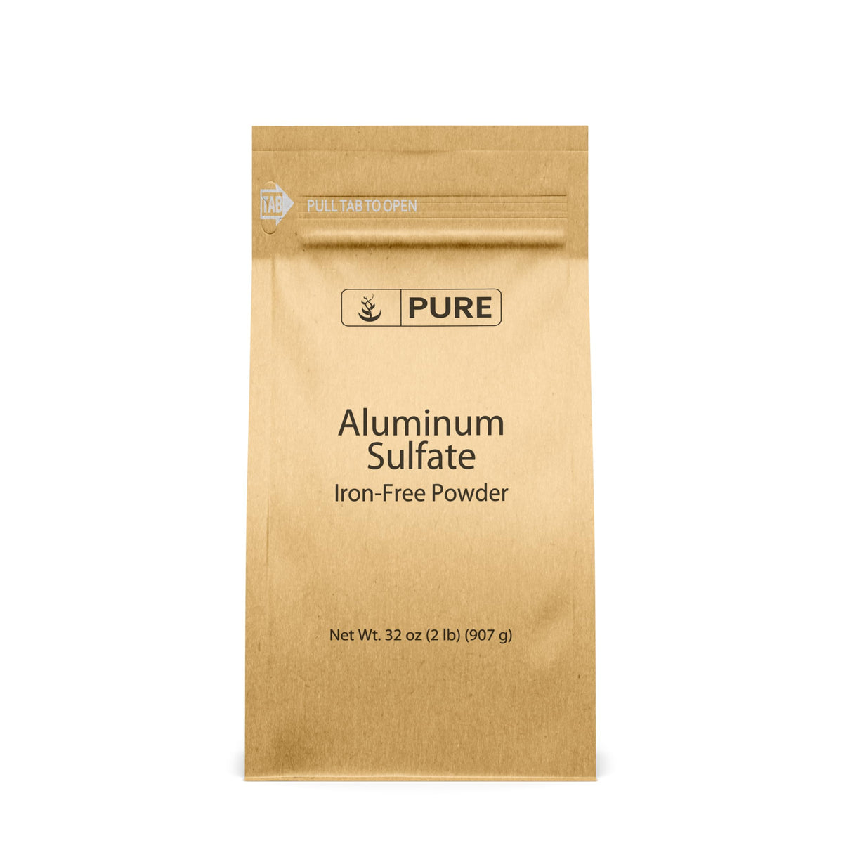 Pure Original Ingredients aluminum sulfate powder in a resealable bag for soil acidification and irrigation.