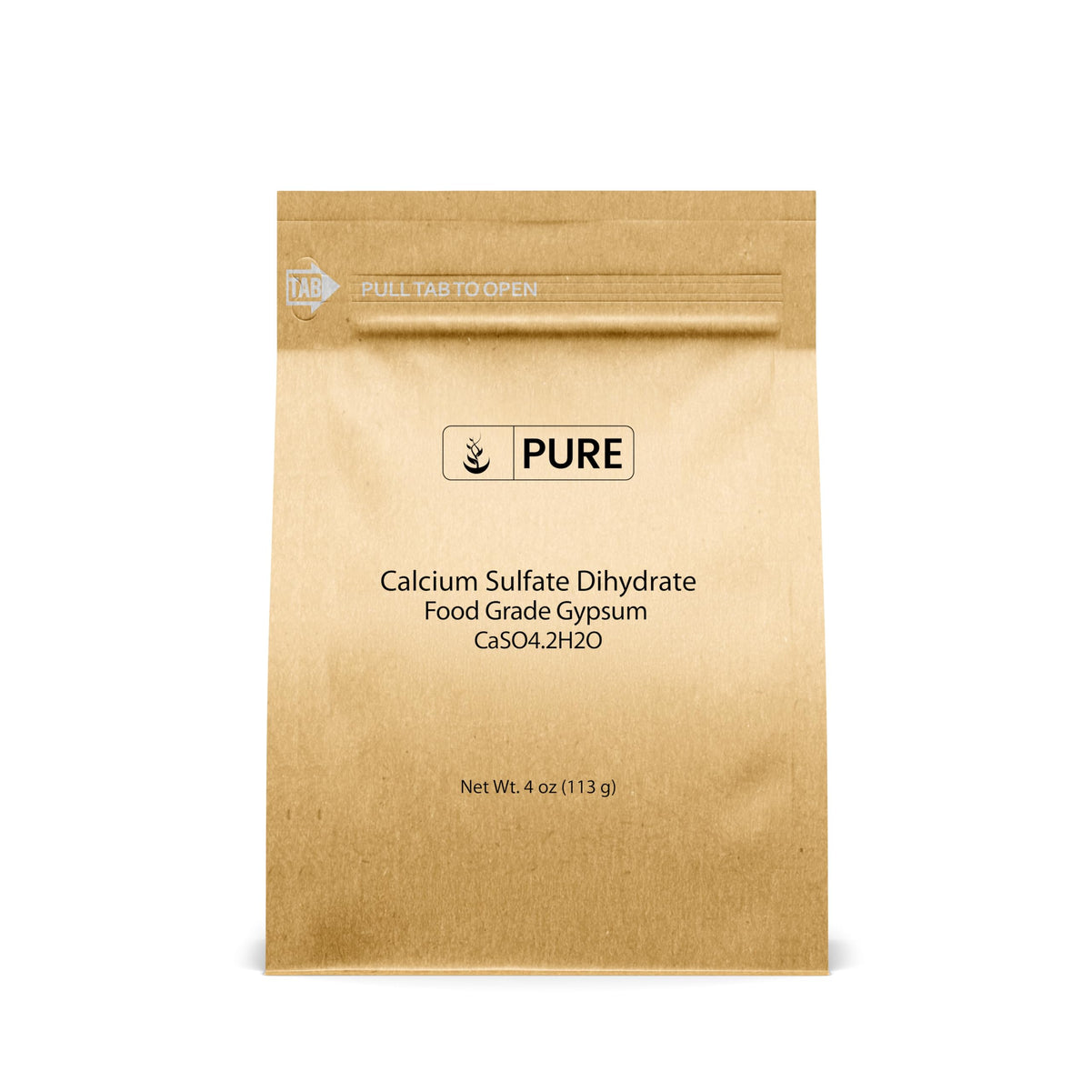 Pure Original Ingredients Calcium Sulfate bottle shows pure powder ideal for baking and water treatment.