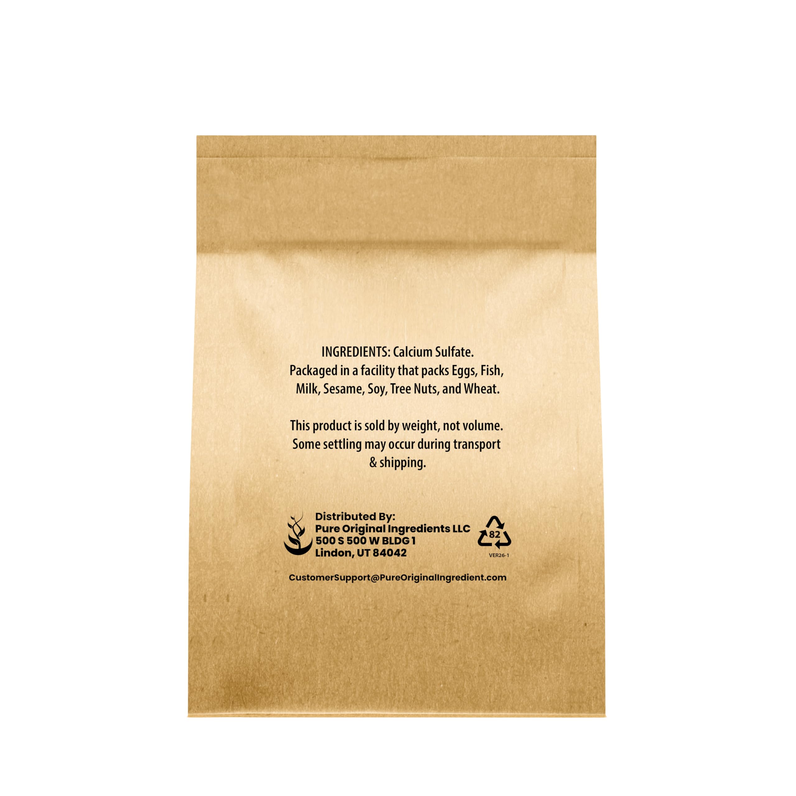 Pure Original Ingredients Calcium Sulfate pour action highlights controlled dosing for baking and gardening.