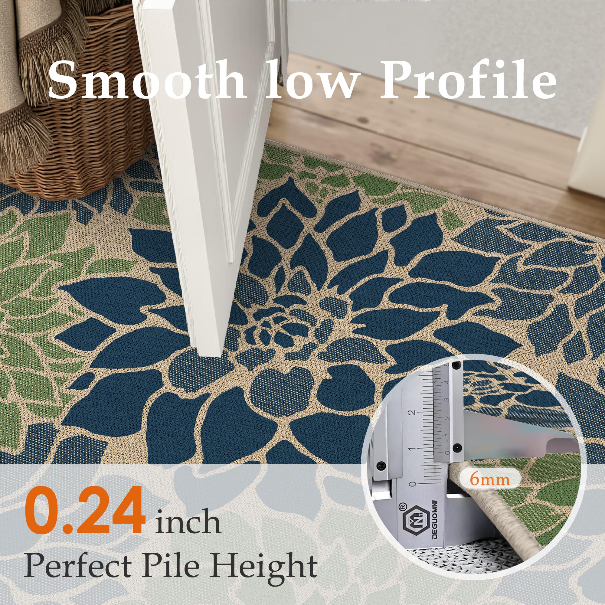 PureCozy 5x7 high-traffic outdoor rug ideal for patios and entryways