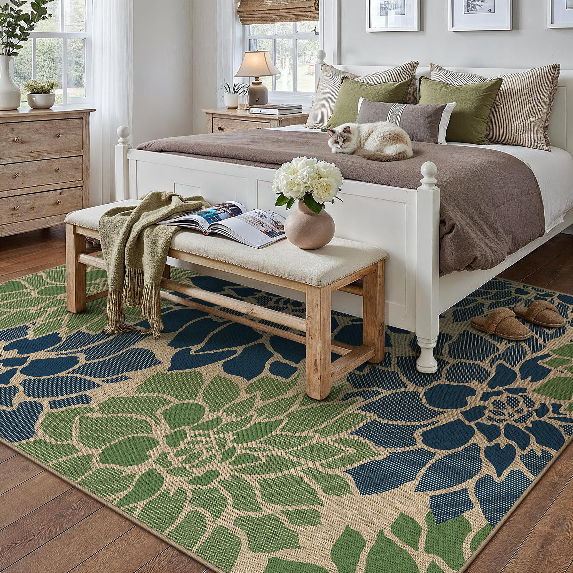 PureCozy 5x7 indoor-outdoor farmhouse-style rug suitable for various rooms