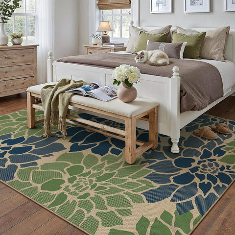 PureCozy 5x7 indoor-outdoor farmhouse-style rug suitable for various rooms