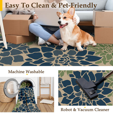 PureCozy 5x7 kid-friendly pet-friendly deck rug for busy outdoor areas