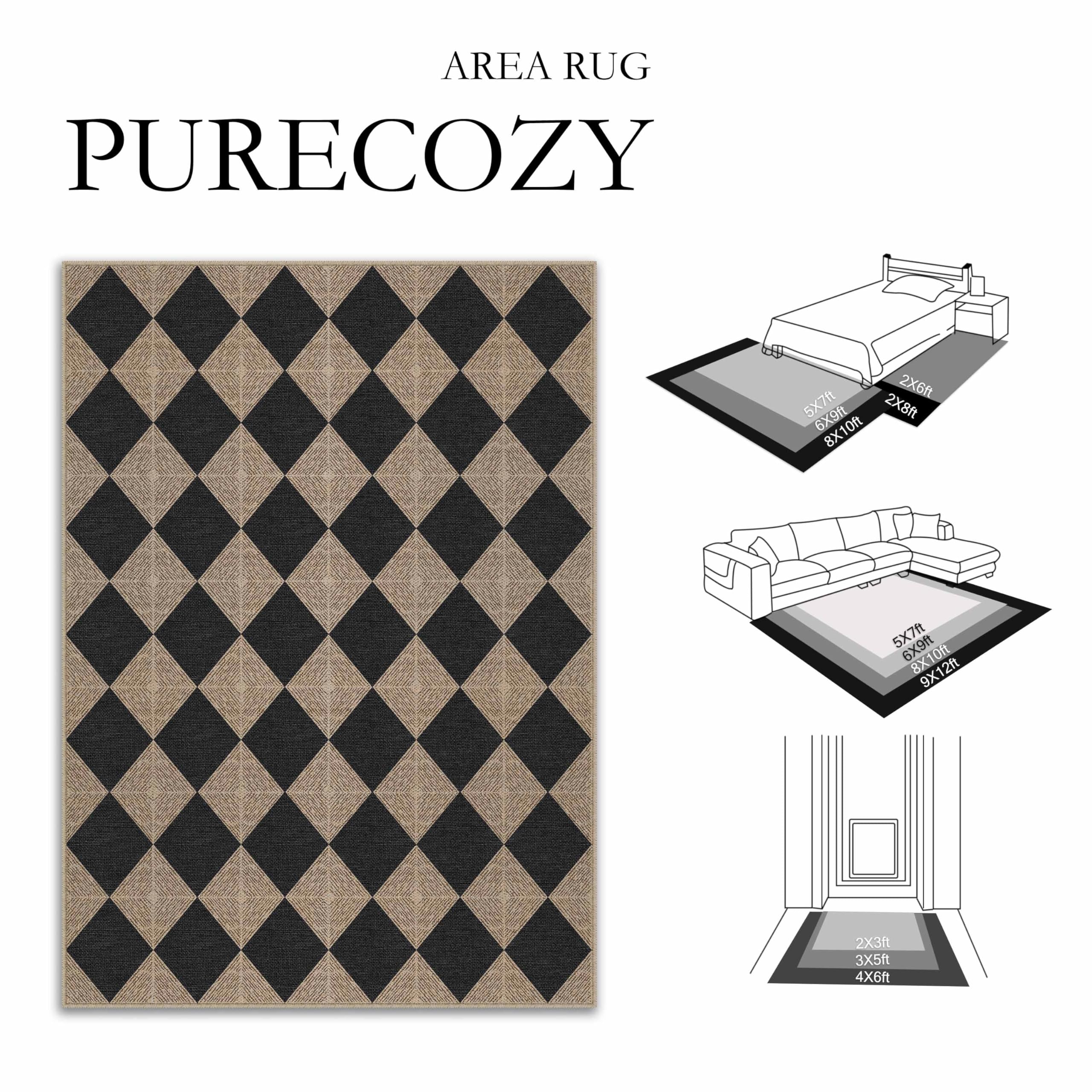 PureCozy textured diamond rug adds depth and interest to any room.