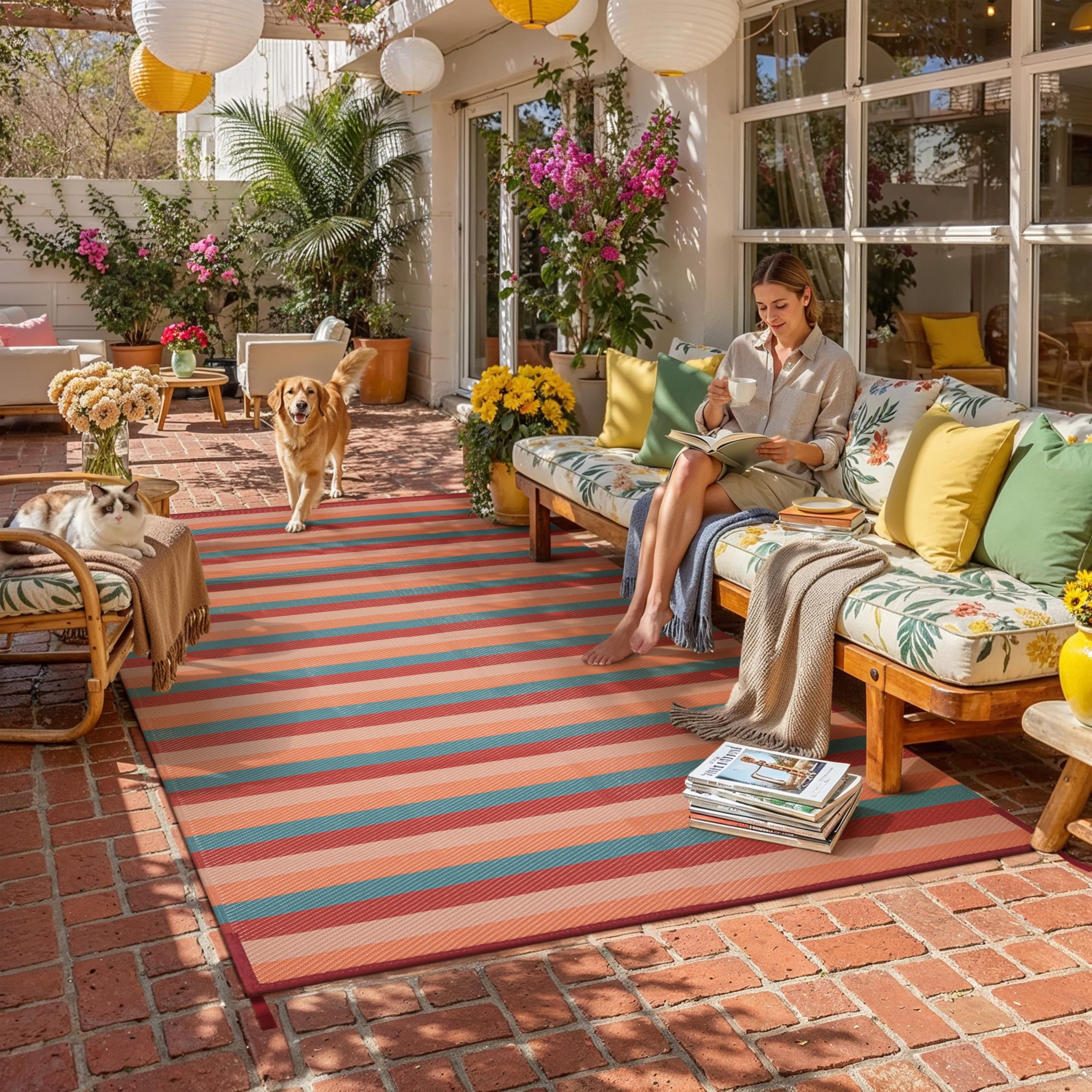 Reversible outdoor rug for porch or deck by PureCozy
