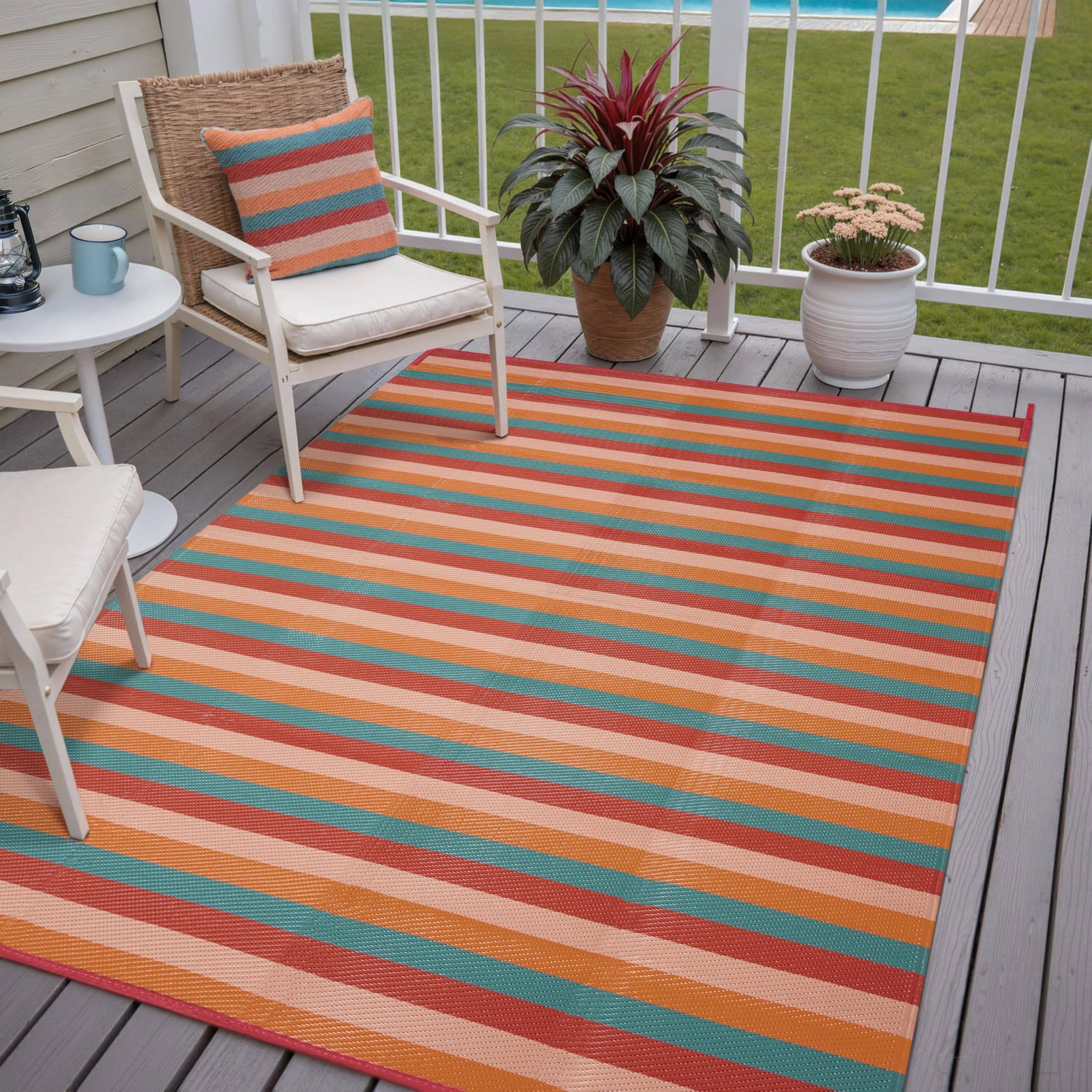 PureCozy waterproof outdoor mat, easy to clean after outdoor gatherings.