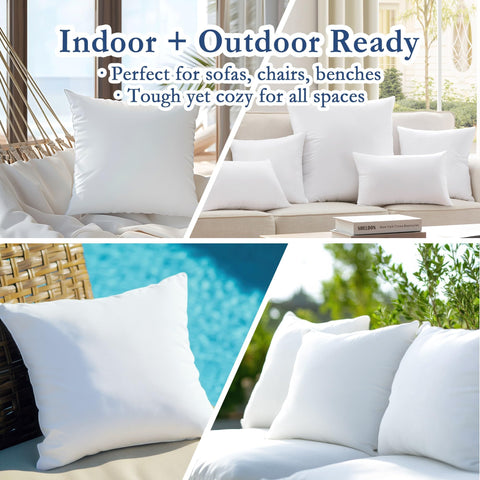 puredown 20x20 outdoor pillow insert set of 2 for porch, sofa, and patio cushions
