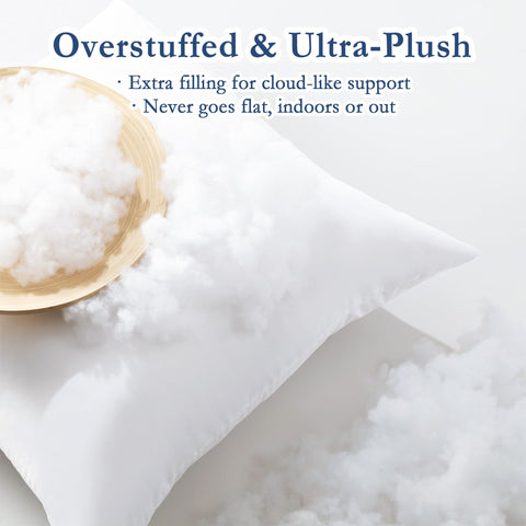 Puredown plush overstuffed filling delivers luxuriously soft, supportive comfort.