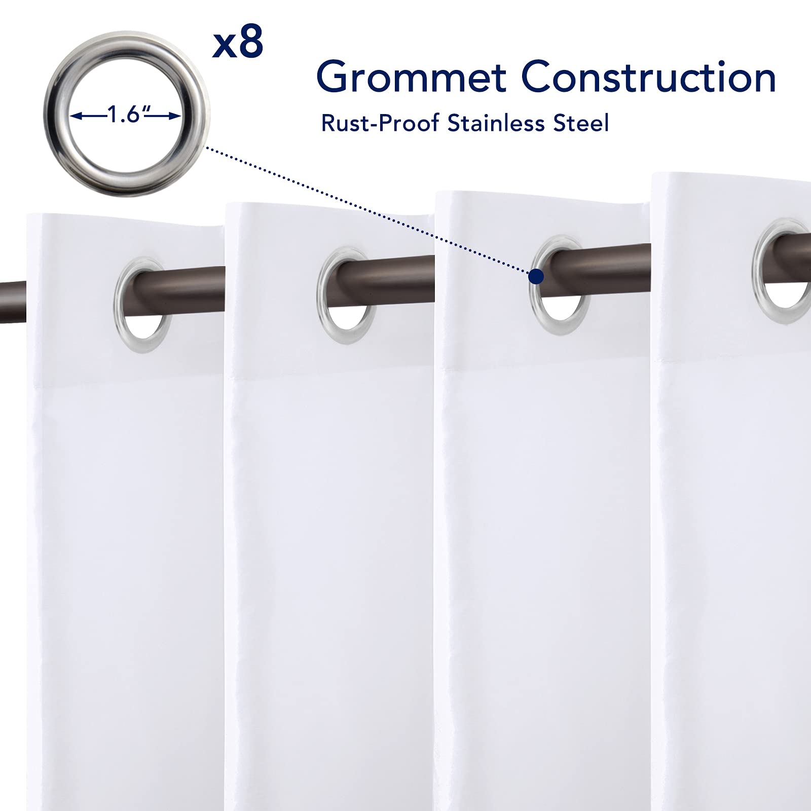 PureFit rust-proof grommets provide secure, easy rod mounting