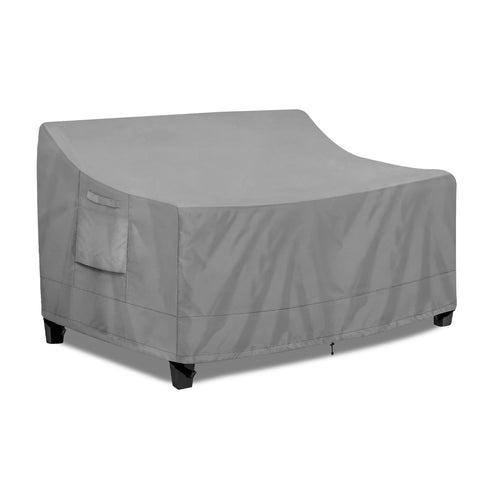 PureFit outdoor couch cover close-up on gray fabric showing waterproof protection