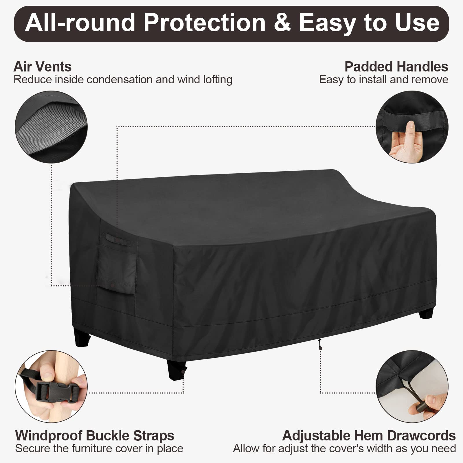 PureFit padded handles ease placement and removal of the cover.