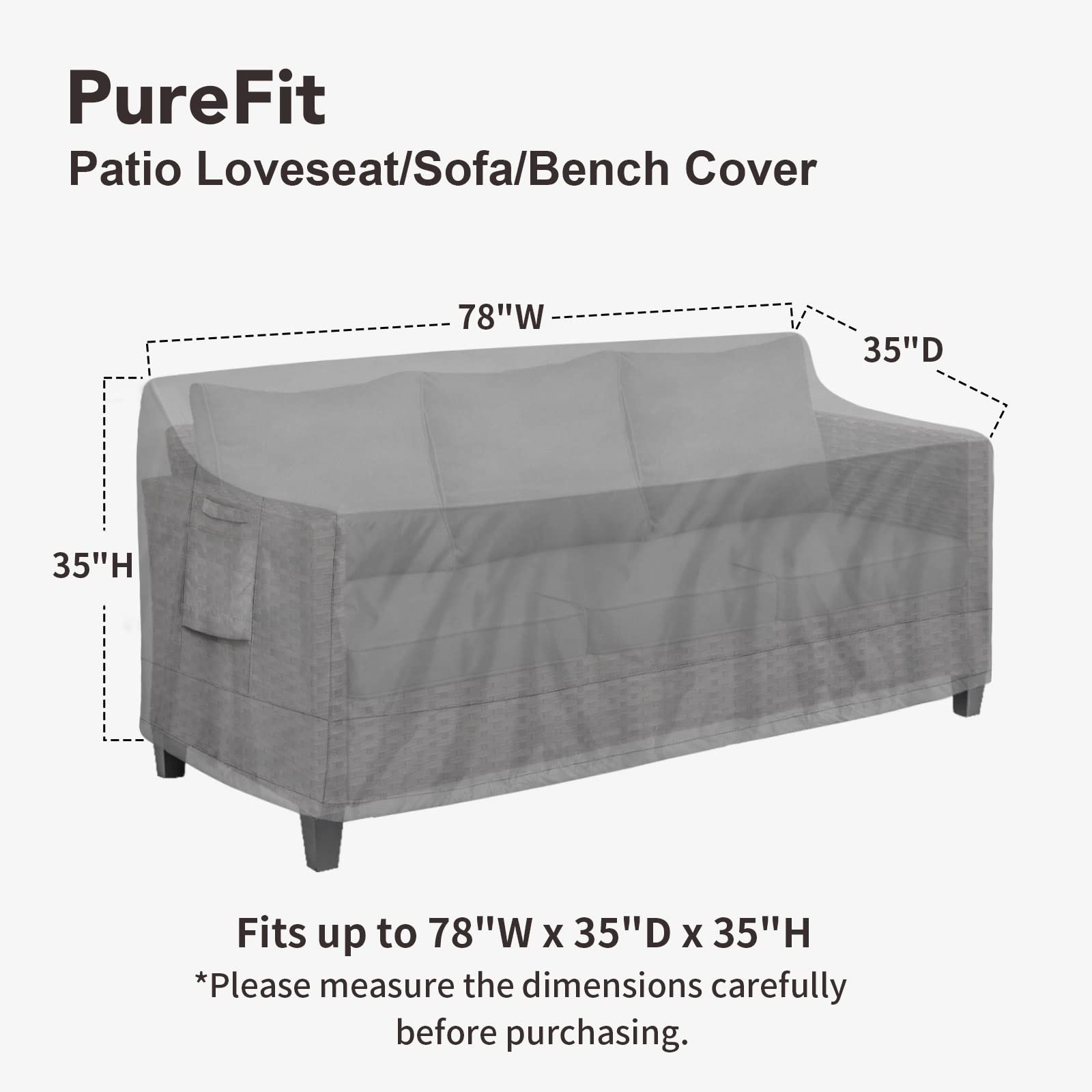 PureFit couch cover UV-resistant protects color from sun fading.