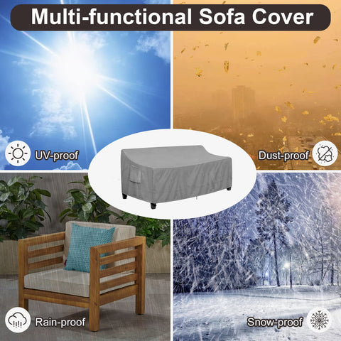 PureFit outdoor couch cover with straps prevents shifting in gusts.