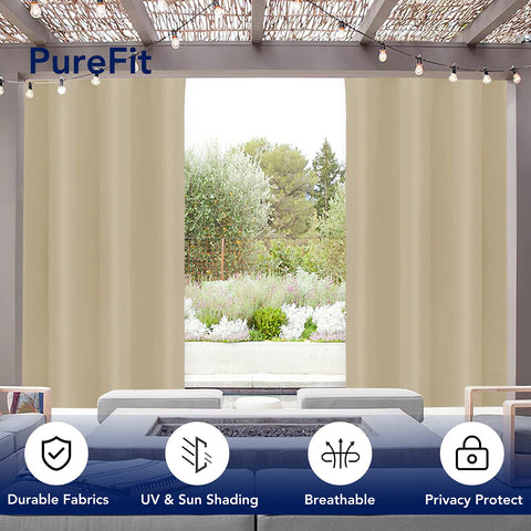 PureFit outdoor curtain demonstrates UV blocking and soft daylight control.
