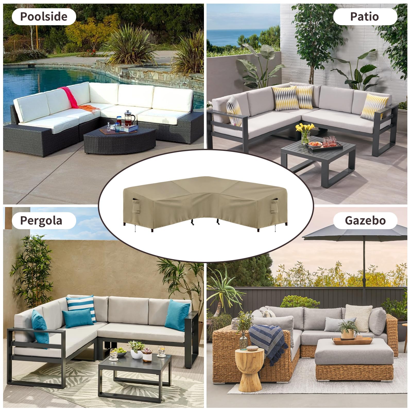 89x89 inch camel cover fits your sectional sofa.