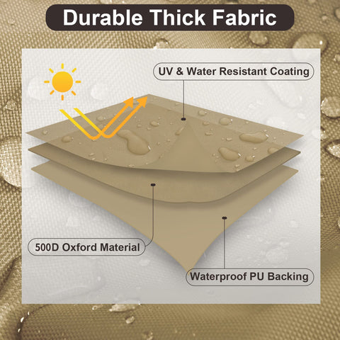 PureFit camel cover in rain showing full-coverage protection.