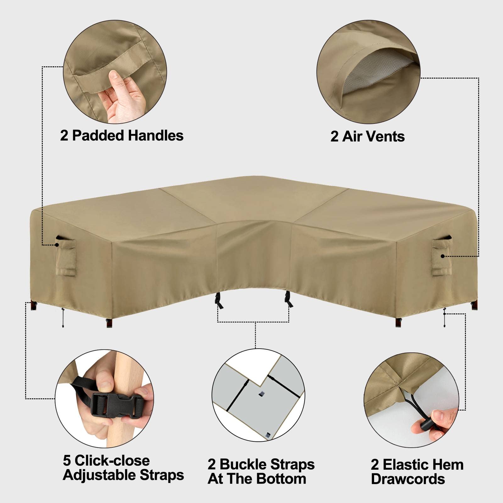 Seam-sealed camel cover prevents leaks at the joints.