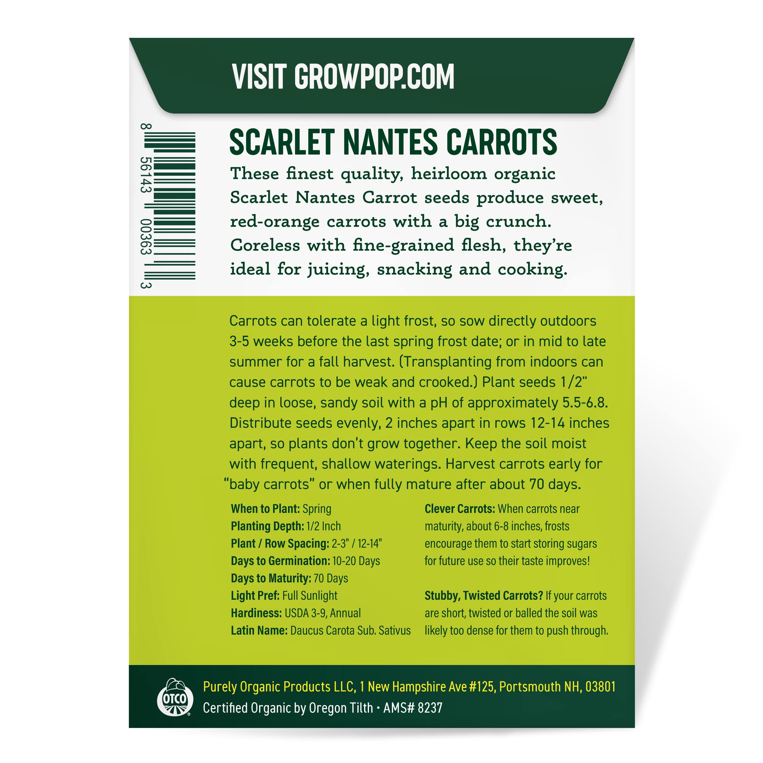 Purely Organic Scarlet Nantes germination image signals strong performance for healthy seedlings.