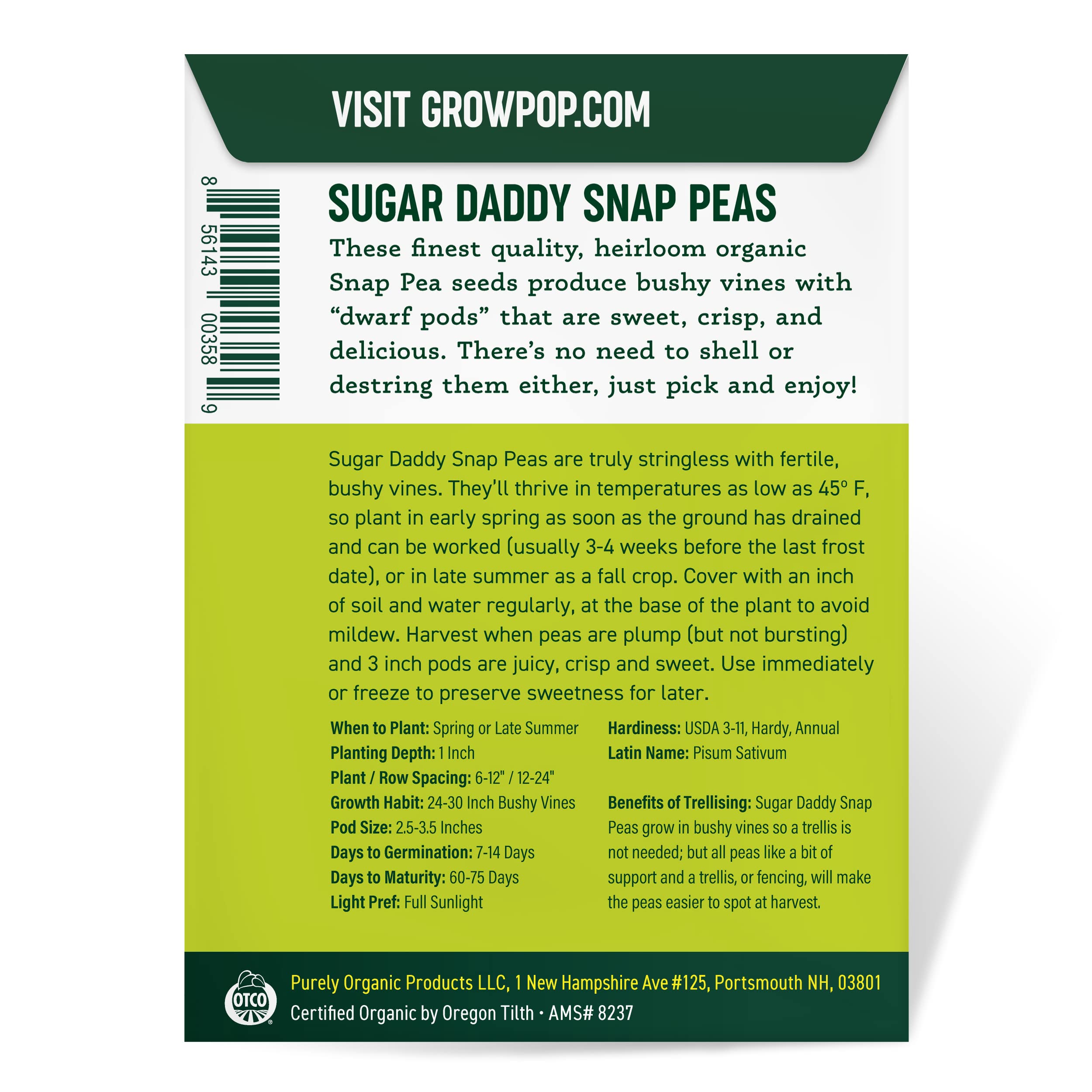 Purely Organic Sugar Daddy garden bed image shows easy sowing and thriving vines.