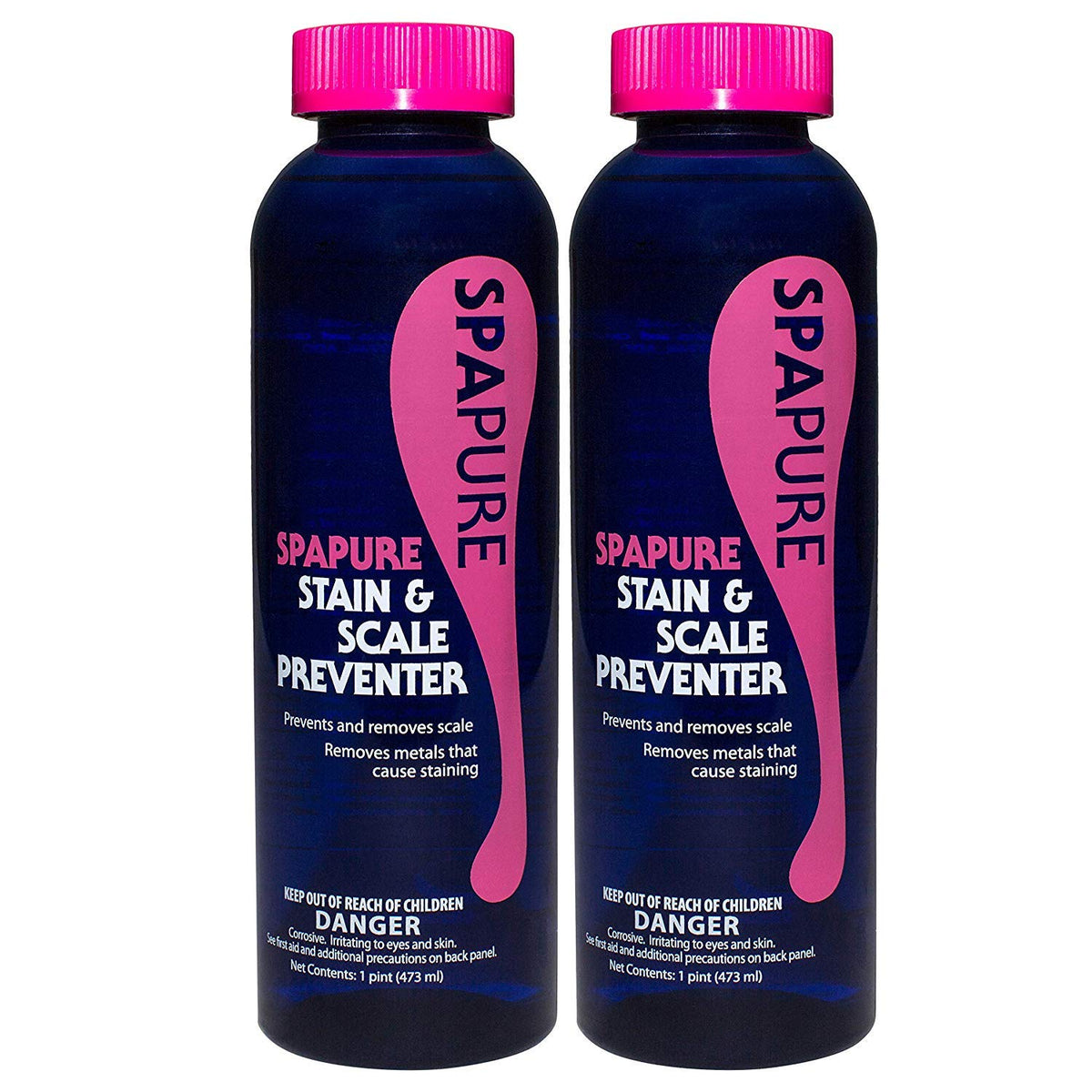 PureSpa SpaPure Stain & Scale Preventer protects spa surfaces from mineral stains.