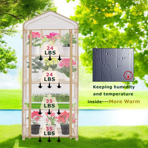 Purlyu Garden 4-Tier Greenhouse clear PVC cover protects plants from elements