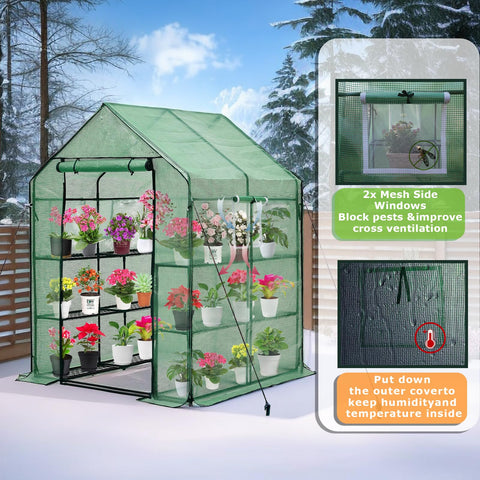 Purlyu Walk-in Greenhouse door-zipper for easy access and ventilation.