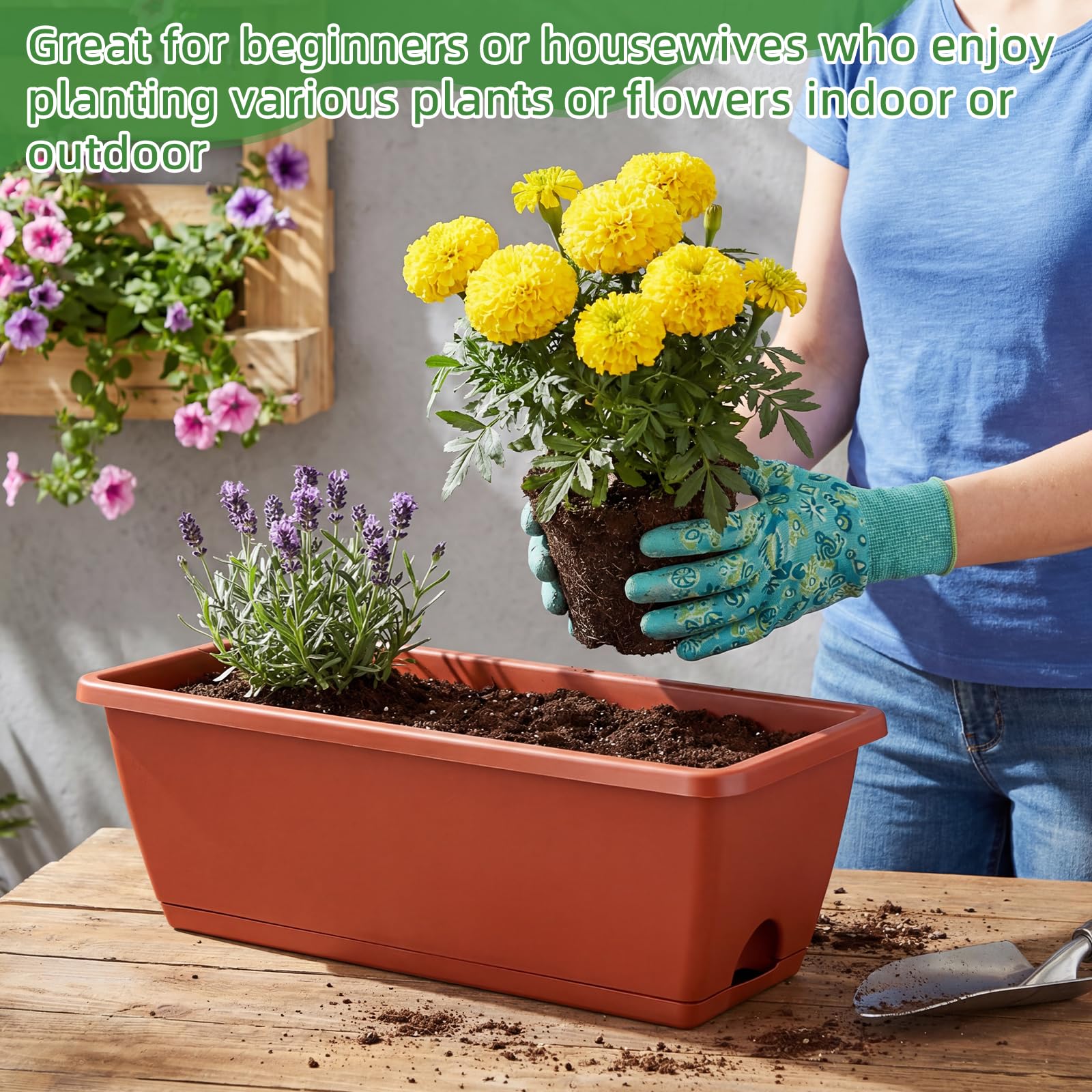 Purpeak durable plastic construction resists sun and weather.