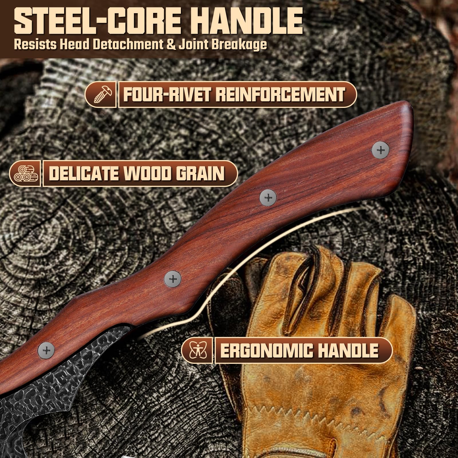 Purple Dragon chopping capability for firewood, brush clearing, and light woodwork.