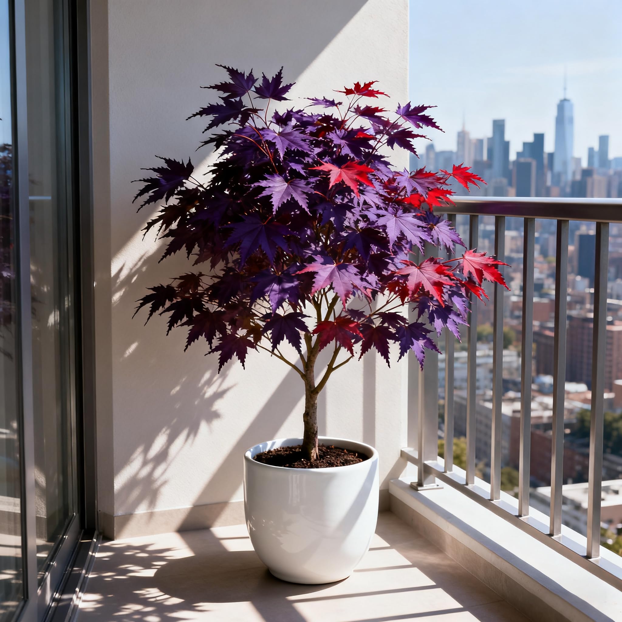 Purple Maple fall color turning red provides a seasonal garden showcase.
