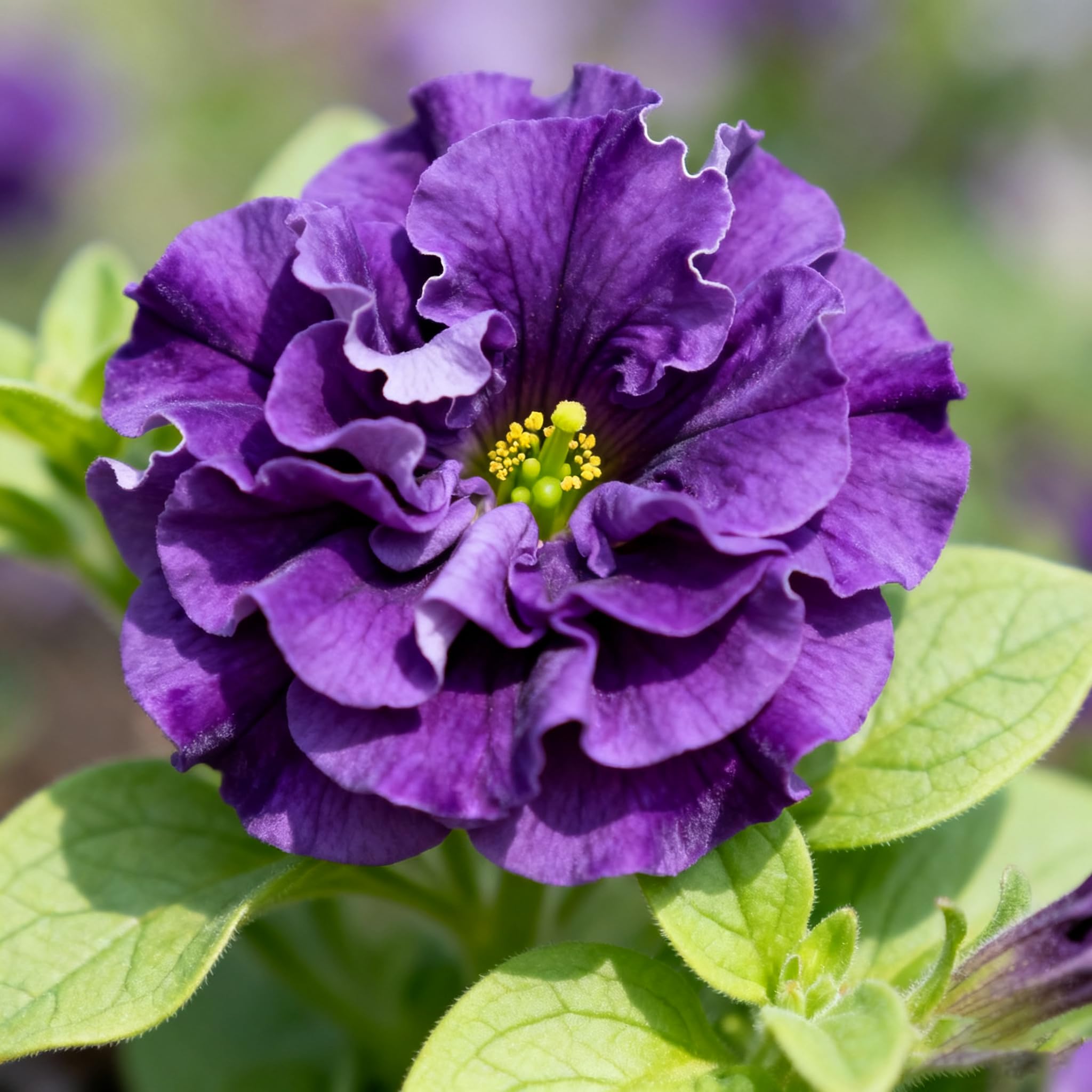 Purple Petunia Seed border display with uniform, vibrant edging.