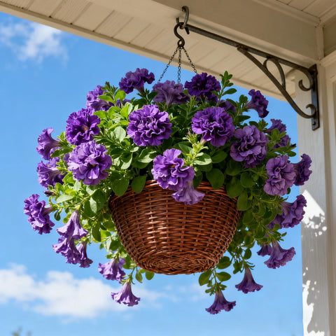 Purple Petunia Seed thriving in full sun for long-lasting color.