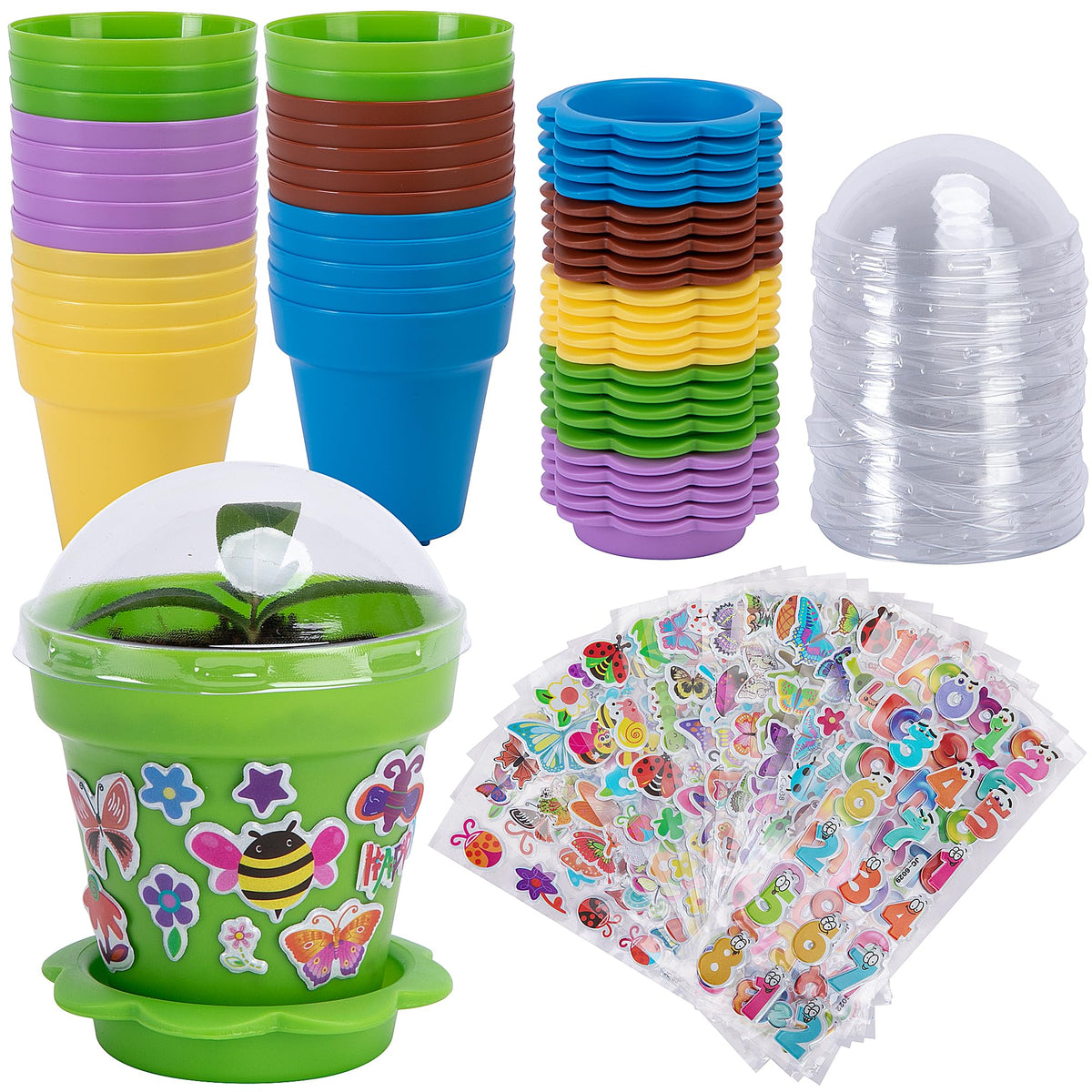 Purple Star 1N cupcake pots set with mixed colors for seed starters and decor