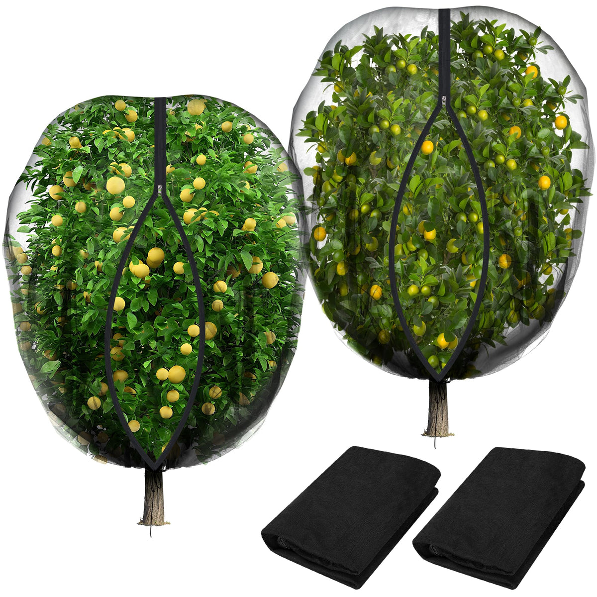 Purple Star 1N fruit tree netting cover seen from the side, protecting plants from pests.