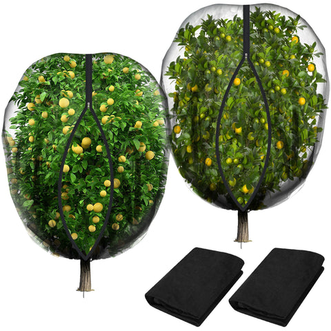 Purple Star 1N fruit tree netting cover seen from the side, protecting plants from pests.