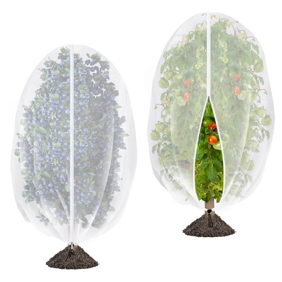Purple Star 1N fruit tree netting with zipper and drawstring protecting plants from pests