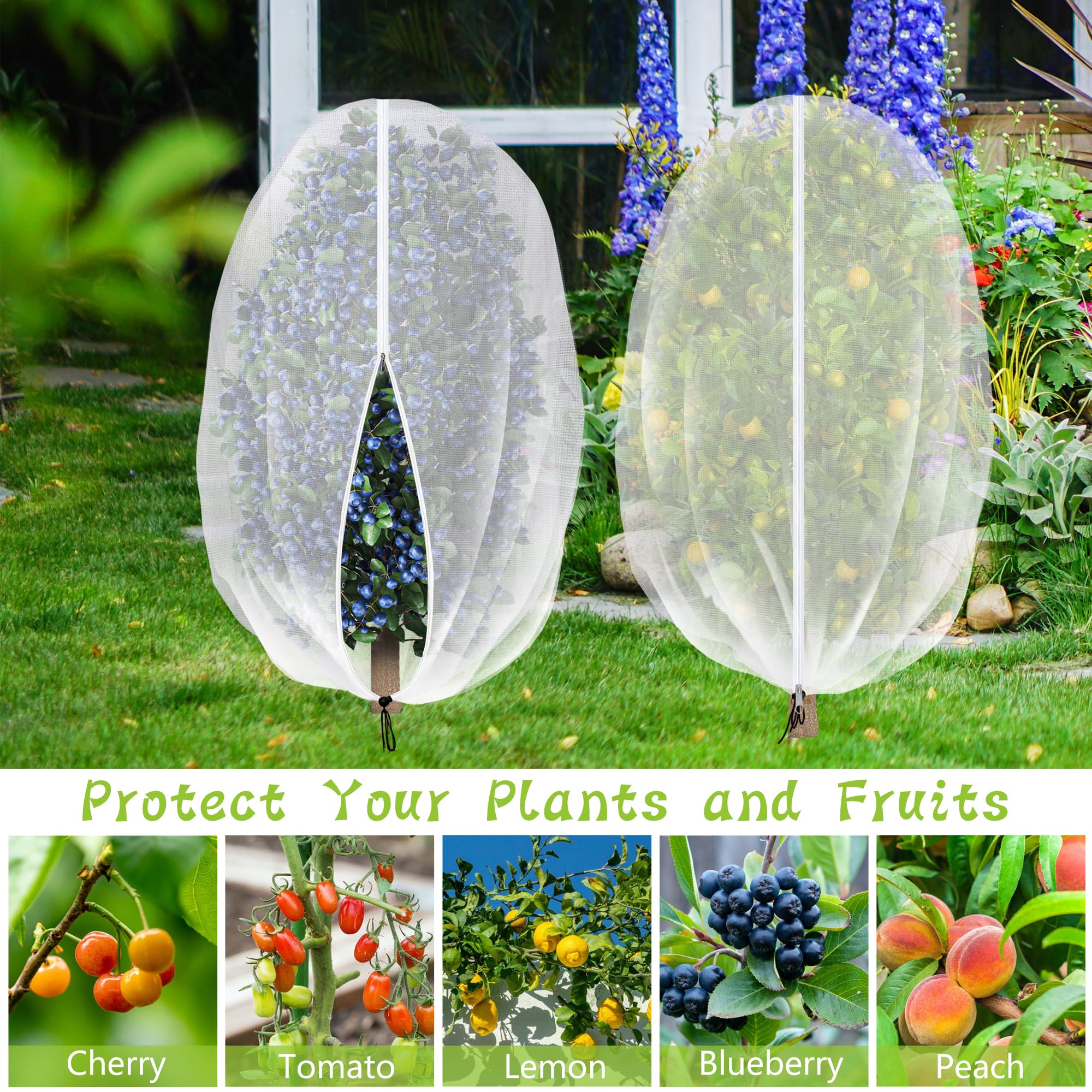 Purple Star 1N garden barrier netting shielding outdoor plants from birds and pests