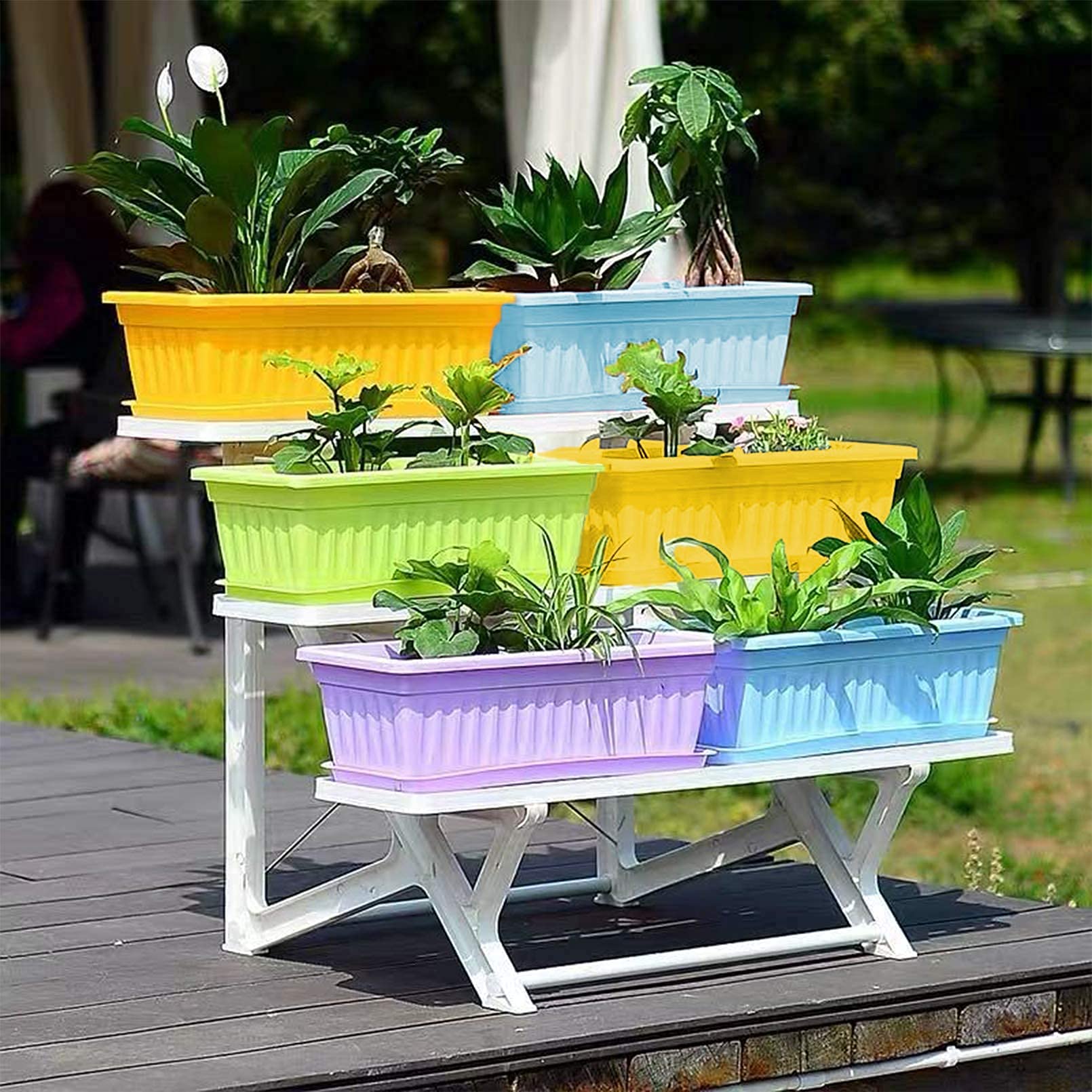 Purple Star 1N planters suit flowers and vegetables for windowsill or balcony setups.