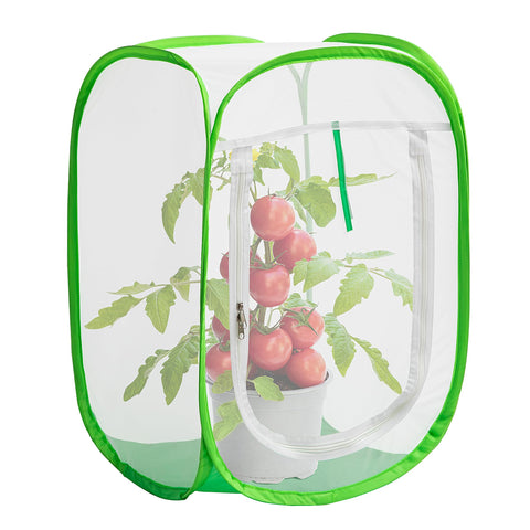 Purple Star 1N pop-up garden cover protects plants from birds while letting sunlight through.