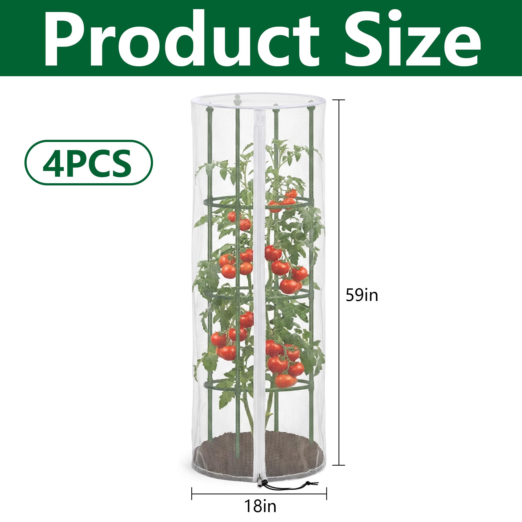 Purple Star 1N tomato cage netting with zipper for easy watering and harvest
