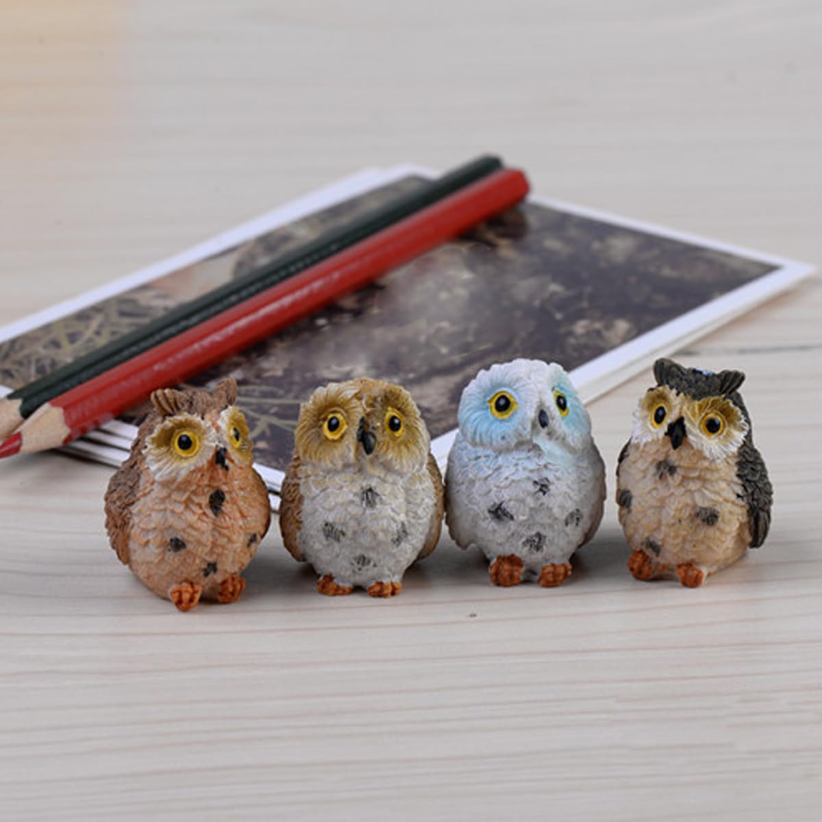 Purple Star Mini Owls decorating terrarium or desk display
