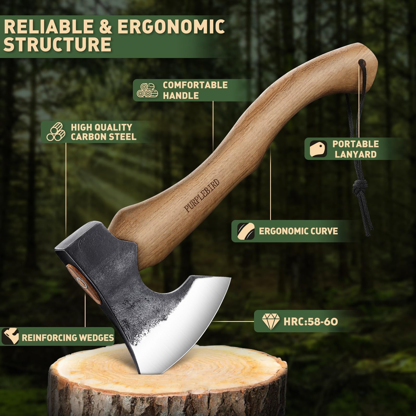 PURPLEBIRD hatchet leather sheath protects blade in travel