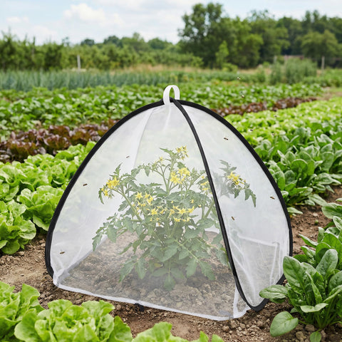 Purple Star 1N insect barrier protects plants from birds and pests.