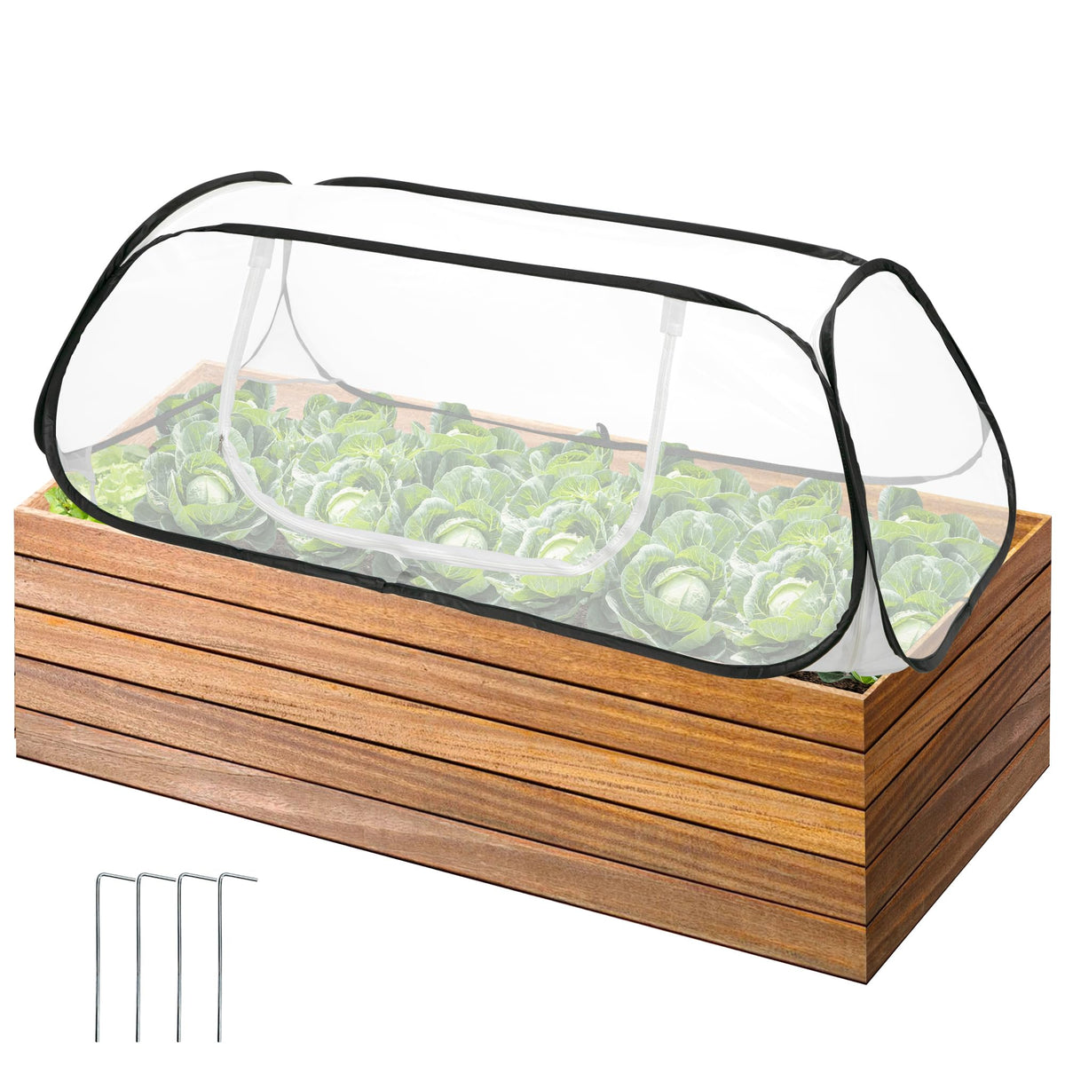 PURPLE STAR 1N 45x22x16 pop-up garden rows cover protects seedlings from insects.