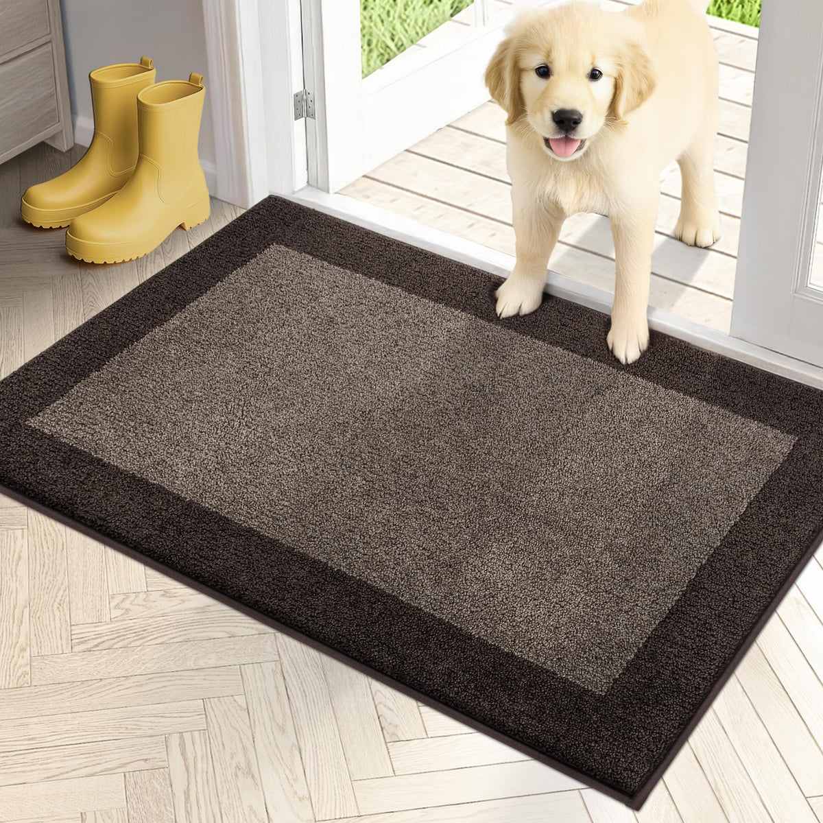 PURRUGS dirt-trapping door mat catches mud at the entry.