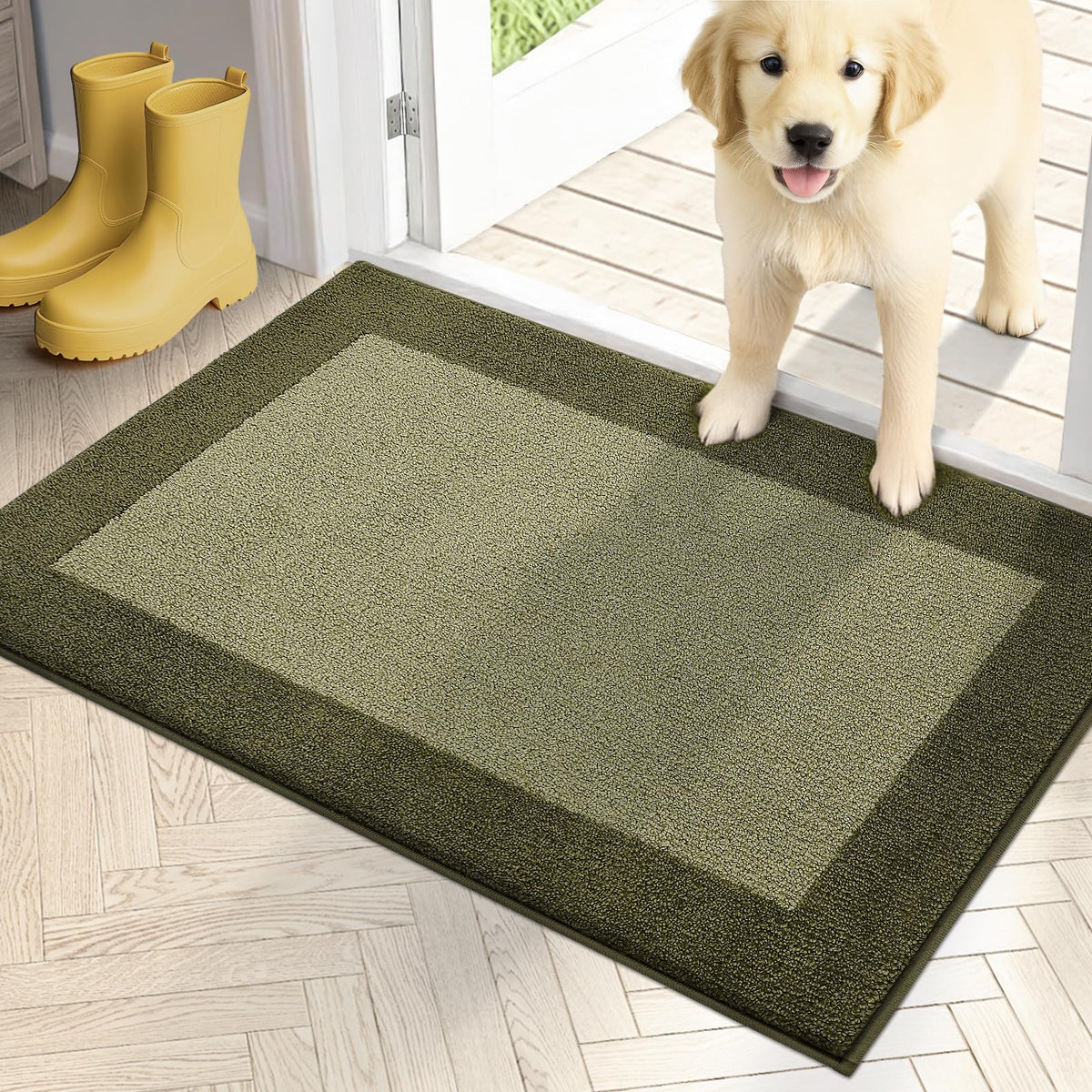 PURRUGS dirt-trapping door mat front view blocks mud from entering the home