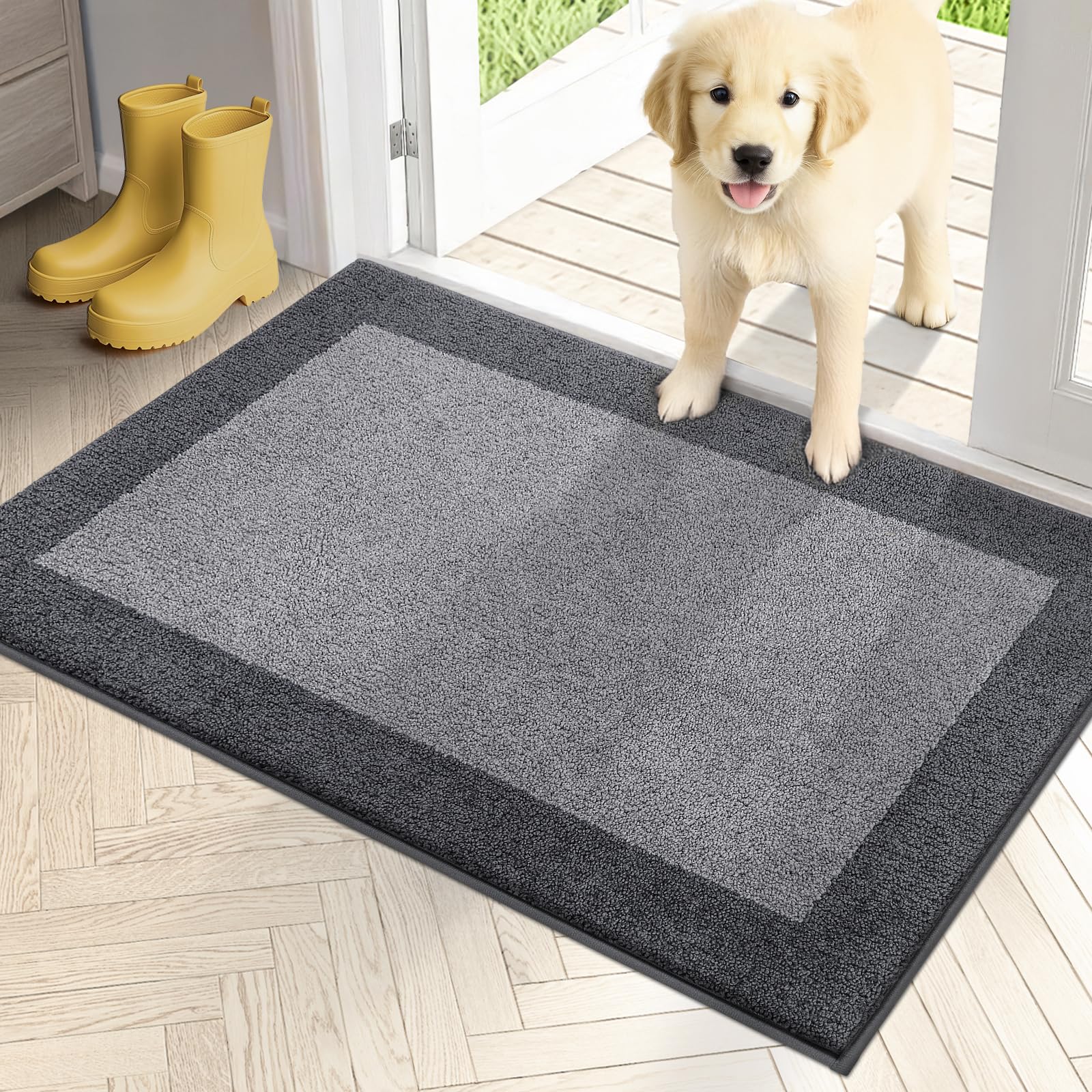 PURRUGS dirt-trapping door mat 24x36 catches moisture and mud at the doorway.