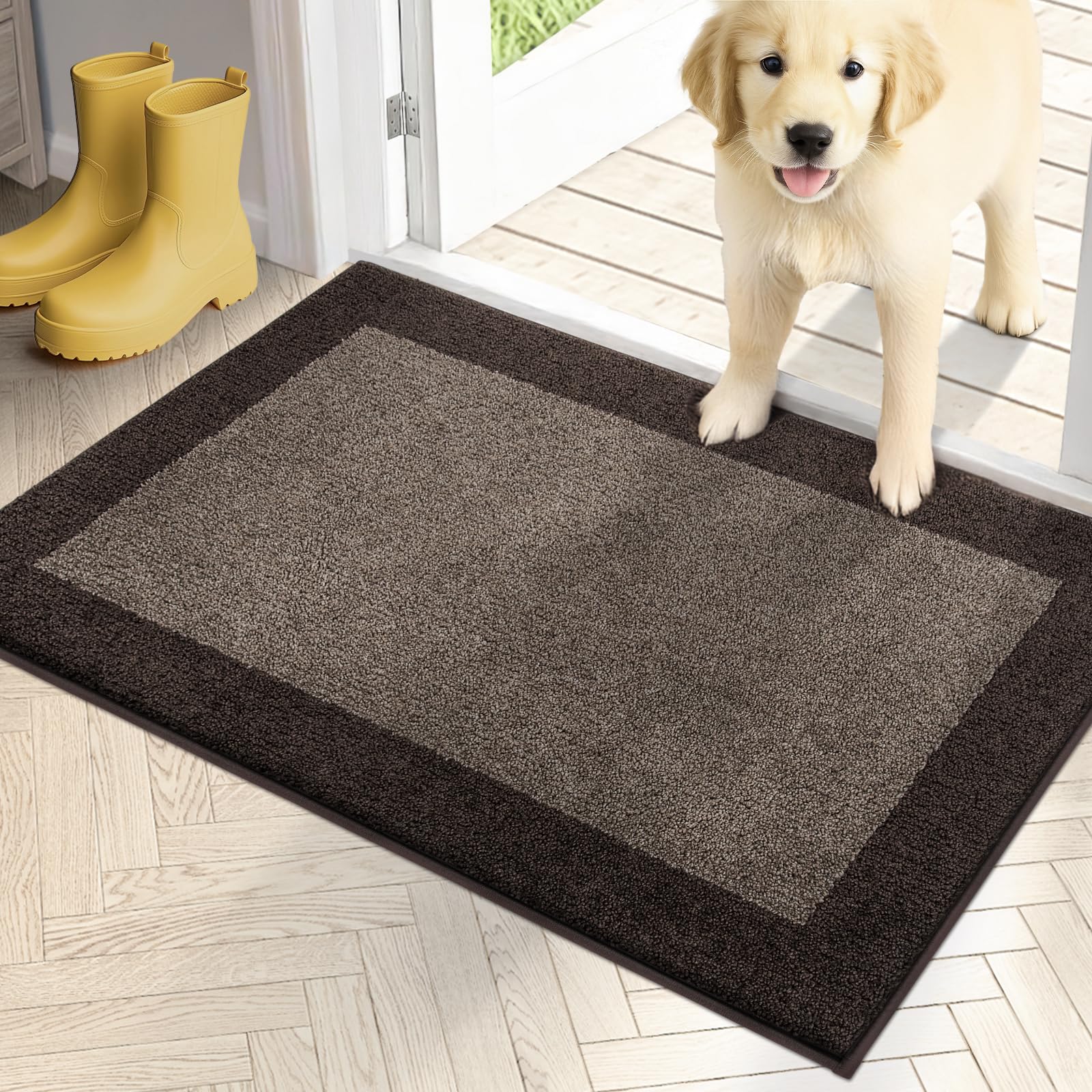 PURRUGS Dirt Trapping Door Mat front view highlights low-profile design for easy door movement.