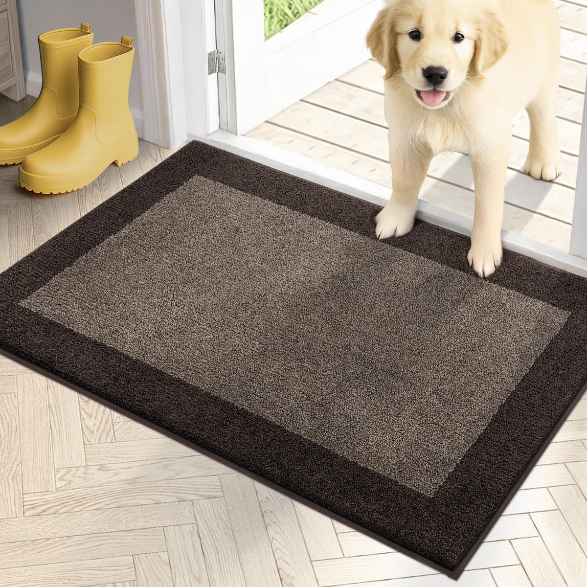 PURRUGS Dirt Trapping Door Mat front view highlights low-profile design for easy door movement.