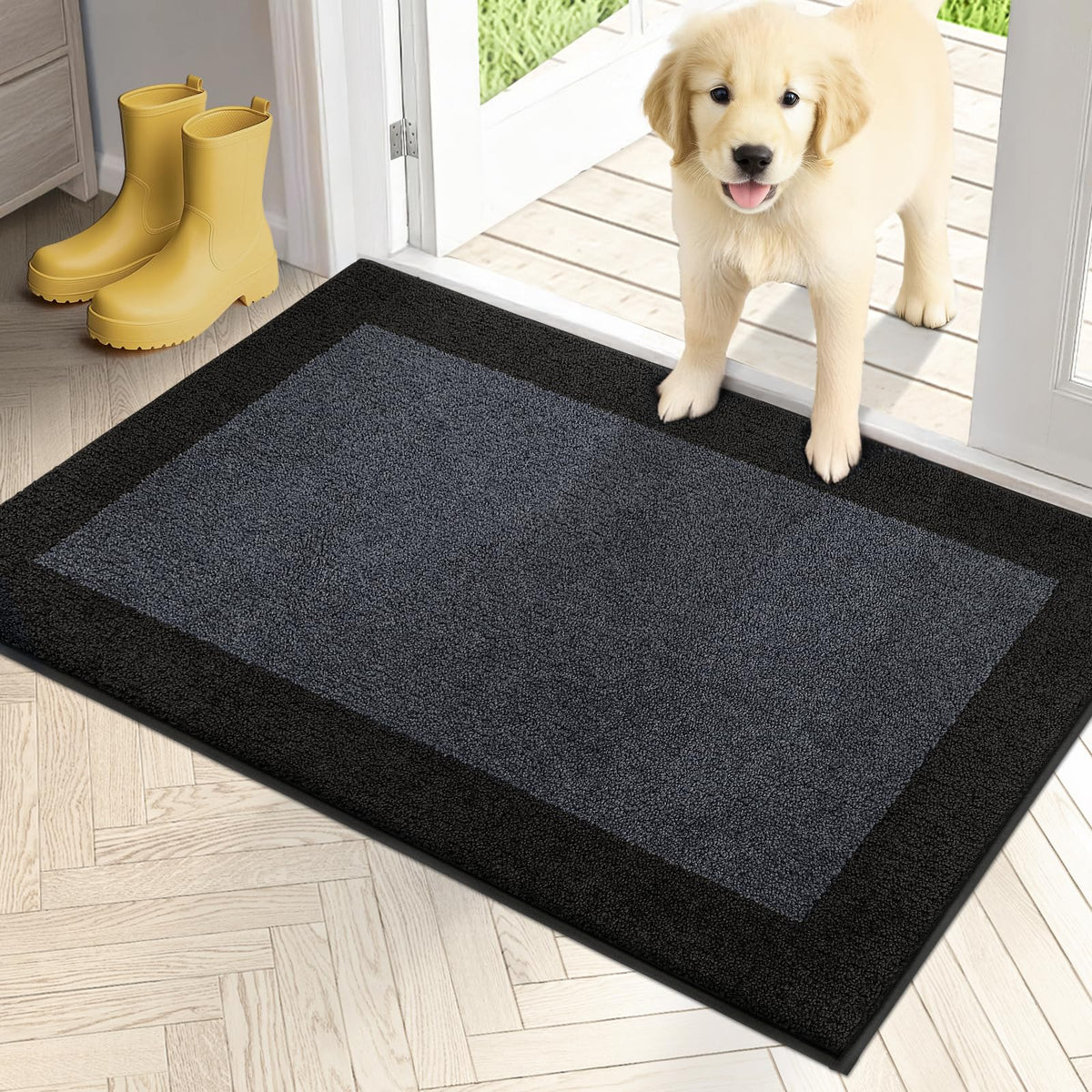 PURRUGS dirt-trapping door mat front view traps mud before entry.