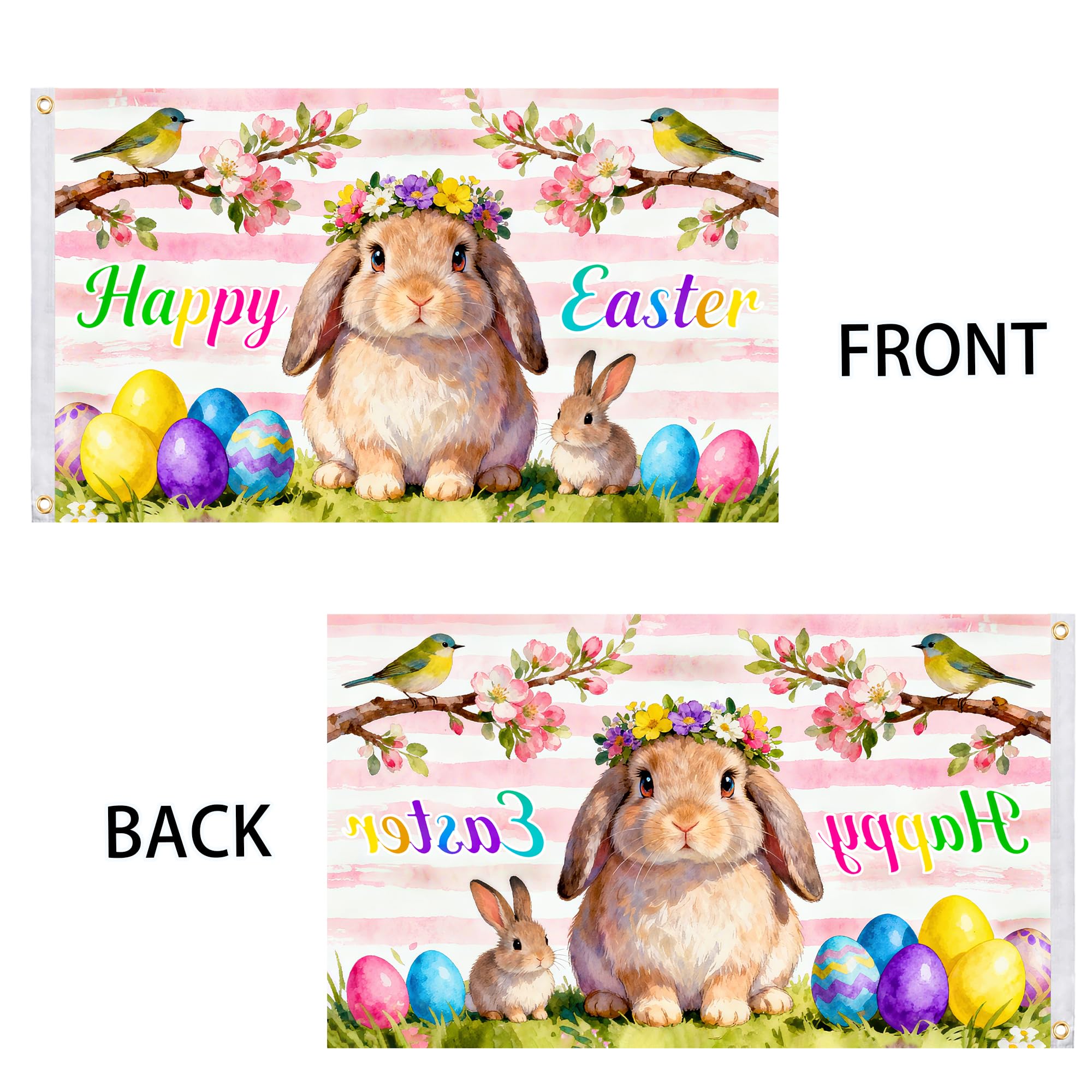 PURYOUNY Easter Flag Brass Grommets provide secure hanging on standard flagpoles.